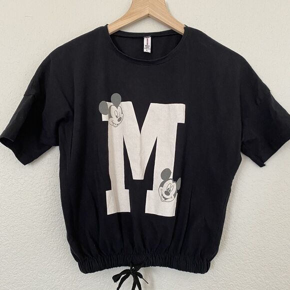 Winking Mickey Smile Logo Graphic Elastic Waist Tshirt Size Large Made In Turkey - Picture 1 of 7